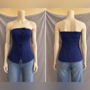 Brand new with tags Maeve Strapless Navy Button-Front Bustier size Medium